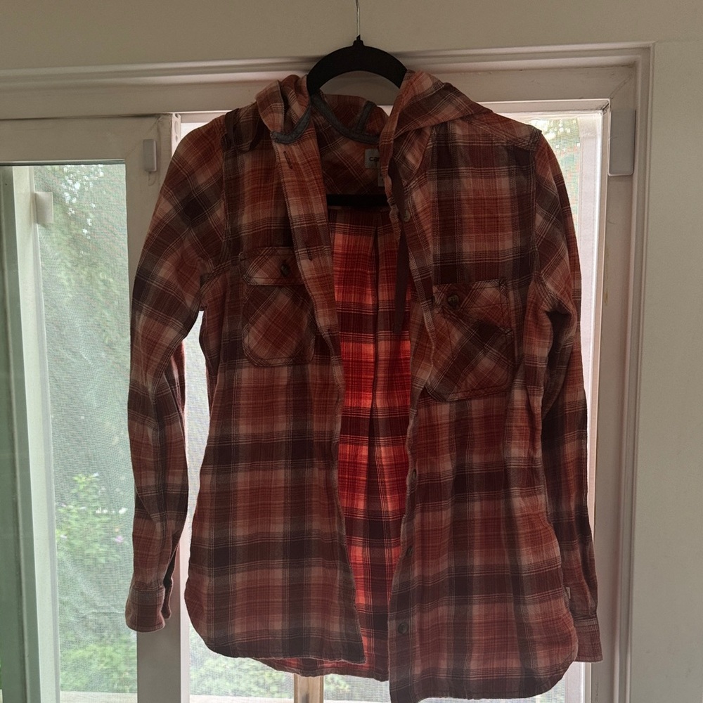 Carhartt Men's Casual Plaid Shirt - Red and Brown